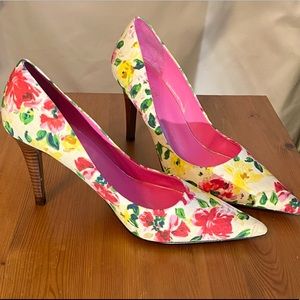 Lauren Ralph Lauren heels pink red yellow floral 9